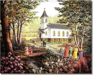 Black African American  Sunday Meeting at Church "8x10" Print - Picture 1 of 2