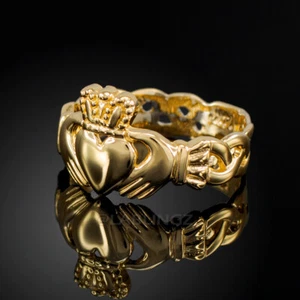Gold Ladies Claddagh Trinity Band Ring - Picture 1 of 7