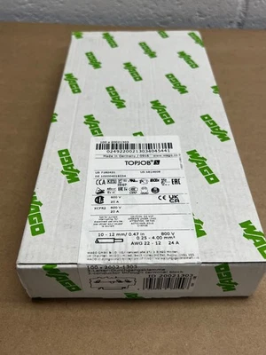 WAGO Topjob 2002-1303 Terminal Blocks 20A 600V 3-Conductor, Qty 100 FACTORY SEAL - Image 1 of 3