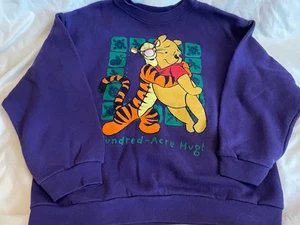 Vintage Winnie The Pooh Crew Neck Sweatshirt Size XL Youth Kids Purple 90s - Picture 1 of 7