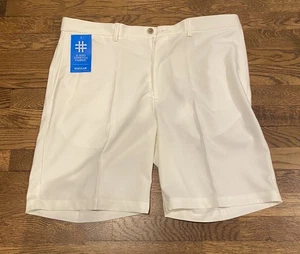 Haggar Cool 18 Pro Stretch 38 W klassisch weiß vorne flach Shorts 4-Wege-Stoff neu mit Etikett - Bild 1 von 4