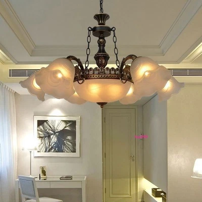 Retro Chandelier Dining Room LED Pendant Light Bedroom Simple Ceiling Fixture - Image 1 of 4