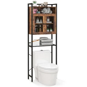Over-The-Toilet Storage Cabinet with Heavy-Duty Metal Frame 2-door Freestanding- - Picture 1 of 1