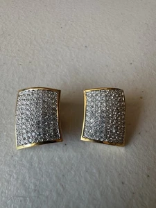 "AUTÉNTICOS PENDIENTES DE CLIP DE CRISTAL DE SWAROVSKI FIRMADOS TONO DORADO 1""" - Imagen 1 de 7
