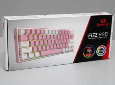 Redragon K617 RGB Mechanische Gaming Tastatur 61 Tasten Red Switch - Rosa / Weiß - Bild 1 von 3