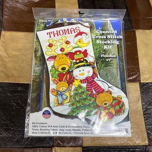 Medias de Navidad Joan Elliott Haciendo Nuevos Amigos Contadas Punto de Cruz Hágalo Usted Mismo - Imagen 1 de 5