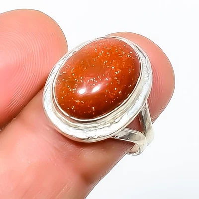 Golden Sunstone Gemstone Silver Plated Jewelry Ring s.8 TR7508-109 - Image 1 of 3