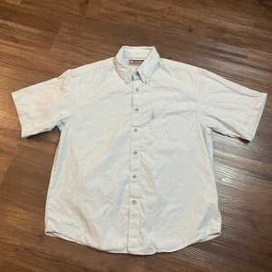 Camisa Columbia XCO Para Hombres Mediana Blanca/Azul Mini Cuadros Informal Caminata Senderismo Camping - Imagen 1 de 12