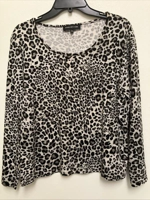 Jones New York XL Animal Print LS Knit Blouse - Image 1 of 3