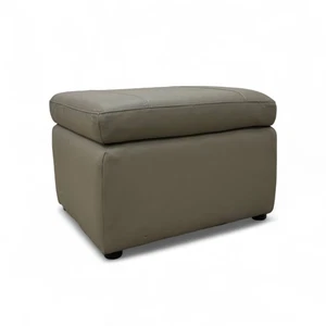 Fabb ‘Lawrence’ Storage Footstool Lead Grey Leather Small Square Ottoman NEW - Picture 1 of 10