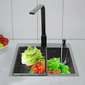 Base de acero inoxidable fregadero fregadero de cocina accesorio instalación fregadero de acero inoxidable rectangular - Imagen 1 de 18