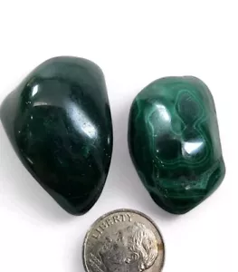 Piedras pulidas de malaquita del Congo 37,5 gramos. Lote de 2 piezas - Imagen 1 de 2