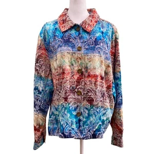 Coldwater Creek Tapestry Jacket Top Womens XXL Embroidered Multicolor Boho - Picture 1 of 11