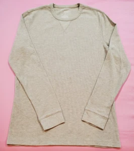 Men's SONOMA Beige Waffle Knit T-Shirt Size Large Tall Long Sleeve - Picture 1 of 9
