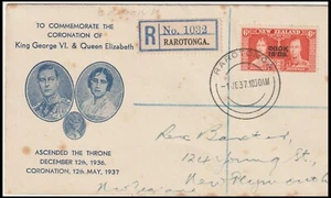 COOK ISLANDS 1937 CORONATION REG NO. 1032 FDC (JF) - Picture 1 of 1