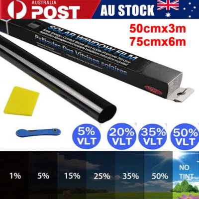 5% 20% 35% VLT Window Tint Film Black Roll Car Auto Home 75cm X 6m Tinting Tool - image 1 of 4