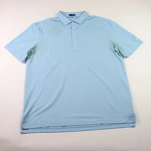 Stitch Polo Short Sleeve Golf Blue Striped Performance Shirt Mens Medium XL - Picture 1 of 10