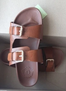 GRENSON Ladies Brown Leather Buckle Flora Flatform Sandals RRP £205 UK 8 New - Picture 1 of 14