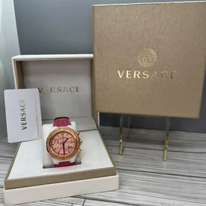 BRAND NEW: BEAUTIFUL SWISS MADE VERSACE PINK DV ONE CRUISE CERAMIC WOMENS WATCH - Picture 1 of 21