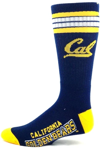 California Gold Bears Navy Gold Four Stripe Deuce Crew Socks Cover