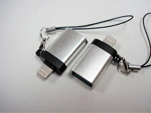 LOT of 2 USB (Female) to 8-Pin (male) OTG Adapter for iPhone iPad iPod Silver - Picture 1 of 4