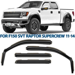 Rain Guards Vent Visors Shade for  2011-2014 Ford F-150 SVT Raptor SuperCrew - Picture 1 of 8