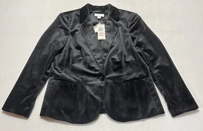NWT Charter Club Black Velvet Winter Elegance Lined  Blazer Jacket Women’s 10P - Image 1 of 4