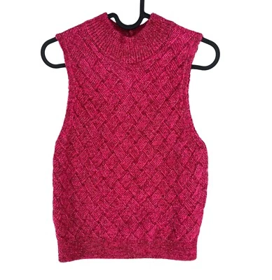 Mango MNG Women Pink Lurex Halter Neck Top Blouse Size S - Image 1 of 4