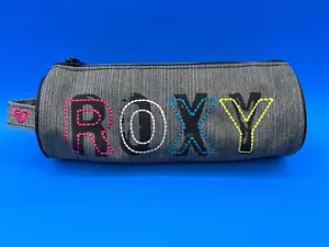 ROXY Brush and Pencil Cosmetic Bag Pouch Gray Colored Letters with Zipper - Picture 1 of 6