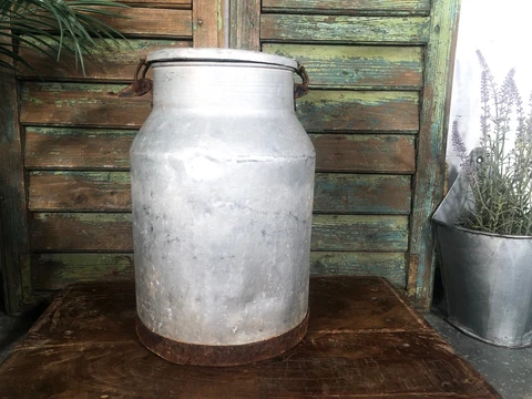 Vintage Rustic French Aluminium Milk Churn Wedding Florist Prop Garden  Planter Cover