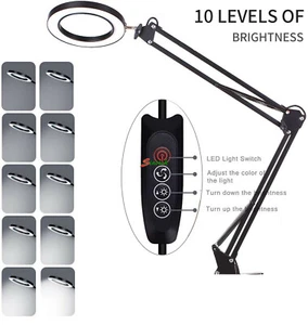 5X USB 64 LED Magnifying Glass With Light Stand Clamp Magnifying Lamp Black UK - Picture 1 of 12