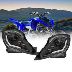 Pair LED HEADLIGHT ASSEMBLY for 2006-2022 YAMAHA YFZ 450 RAPTOR YFM 250 350 700 - Picture 1 of 11