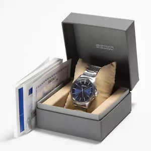 Seiko Spirit marineblau Solarradio Herren Silber Quarz Uhr Datum 41mm - Bild 1 von 11