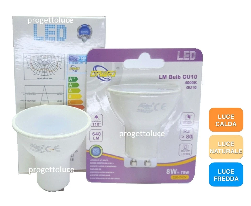 10 PEZZI LAMPADA LED FARETTO INCASSO V-TAC DRIWEI GU10 DA 8W SMD SPOTLIGHT - Immagine 1 di 1