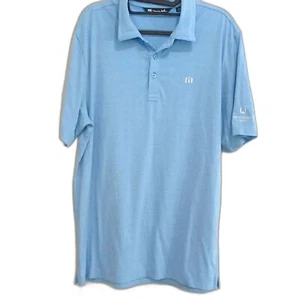 Travis Mathew Men's Blue Golf Polo Shirt Size Large, Thin Stripes, Lightweight - Picture 1 of 14
