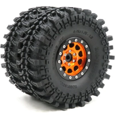 2x RC 1.9 Tires Tyres 121mm & 1.9 Beadlock Wheels Rim For 1/10 Mud Crawler Scx10 - Image 1 of 2
