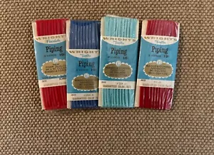 Vintage Wrights 100% Cotton Piping Lot Of 4 3 Yds per Package New Vintage - Picture 1 of 2