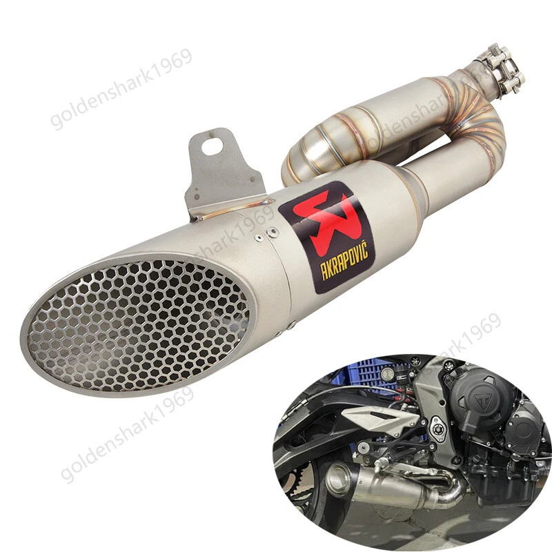 Tubo silenciador cromado puntas de escape para Triumph Street Triple 765 R/RS/S 2017-2023 Foto 1 de 4