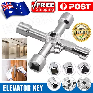 Electrical Cabinet Key Elevator 4 Way Triangle Square Water Meter Box Tool New - Picture 1 of 8