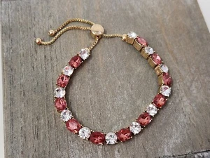 Charter Club Gold-Tone Clear CZ Crystal & Pink Rhinestone Slide Bracelet - Picture 1 of 11