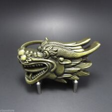 Antique Brass Dragon Head 3D Western Metal Belt Buckle