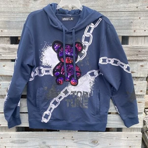Offbeat Bear Sudadera con Capucha Hombres Extra Grande Negra Tie Dye TorTure Cadena Parche Sudadera - Imagen 1 de 13