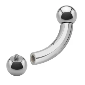 Treuheld® - Piercing Banane - Stahl - Silber - Dick - 12 Größen (6663v) - Picture 1 of 3