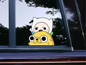 Finn and Jake Peeker Peeking Window Vinyl Car Decals Adventure Time Stickers - Picture 1 of 5