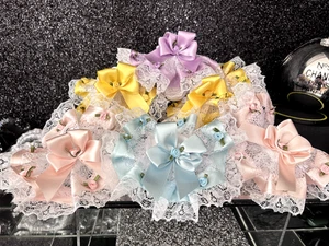 🎀Handmade Baby Girls Pretty Rosebud Embellished White Frilly Lace Satin Socks ❤ - Picture 1 of 40