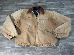 Vintage Carhartt J001 BRN Jacket Men’s Large Detroit Blanket Lined Made USA Work - Picture 1 of 12
