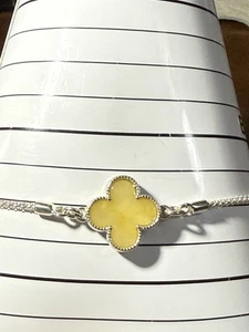 "Brazalete ajustable Bolo de trébol amarillo, caramelo, plata de ley 925, ámbar ~ amarillo, caramelo 4""-9""" - Imagen 1 de 4