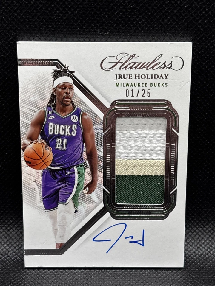 Parche Panini 2022-23 impecable Auto Jrue vacaciones 1/25 juego usado parche autógrafo Foto 1 de 3