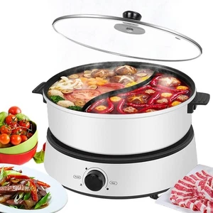 Electric Dual-Sided Shabu Shabu Hot Pot with Divider, 4L Double Flavor Non-Stick - Picture 1 of 6