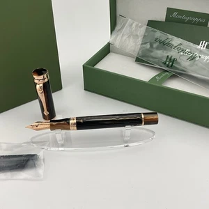 MONTEGRAPPA DUCALE EMPEROR BROWN ROSE GOLD FOUNTAIN PEN FINE NIB - Imagen 1 de 8